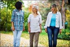 Three women taking a low-intensity walk together