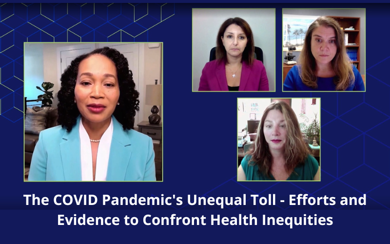 A screenshot of participants during the 2022 PCORI Annual Meeting Plenary Session: The COVID Pandemic's Unequal Toll - Efforts and Evidence to Confront Health Inequities